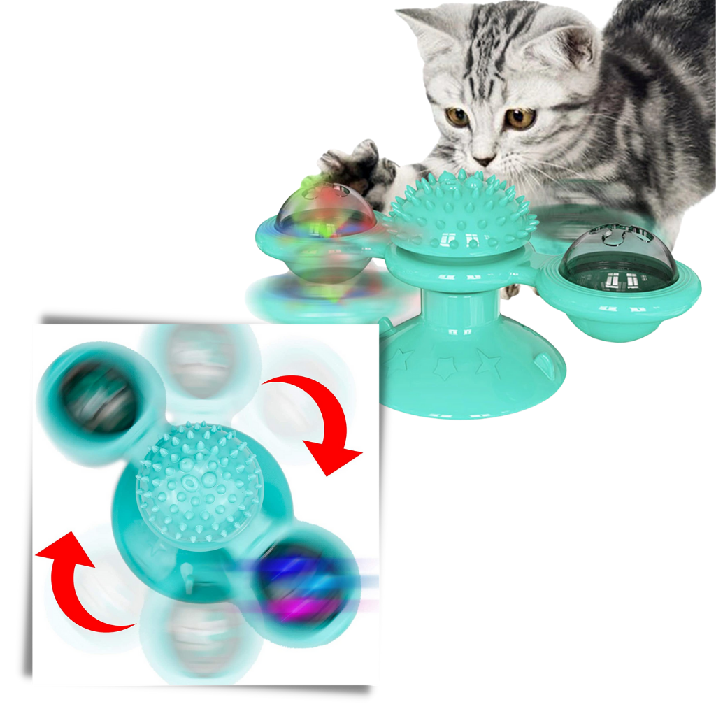 Rotative Windmill Cat Toy With Brush