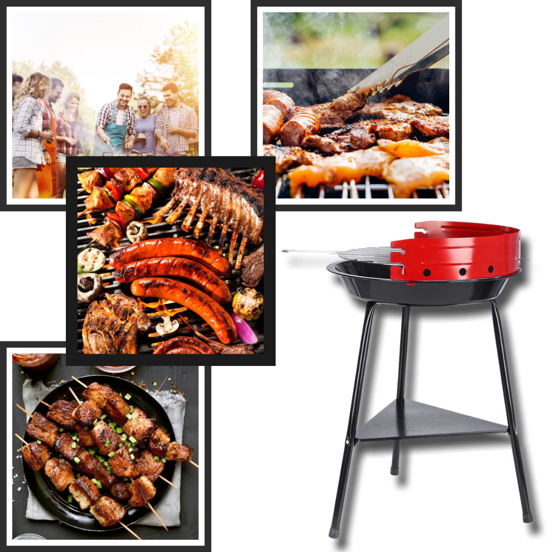 PORTABLE ROUND BBQ CHARCOAL GRILL - Ozayti