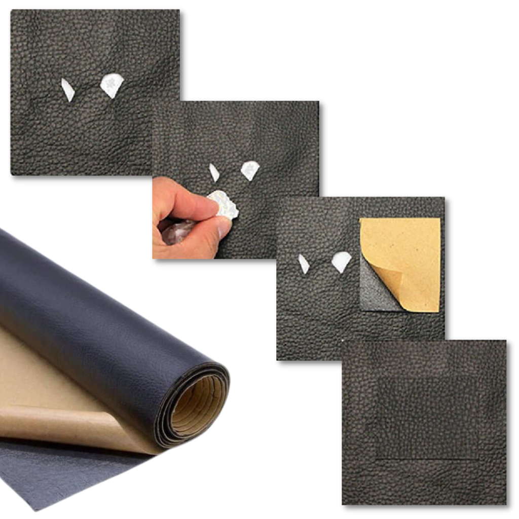 Self-adhesive leather repair patch