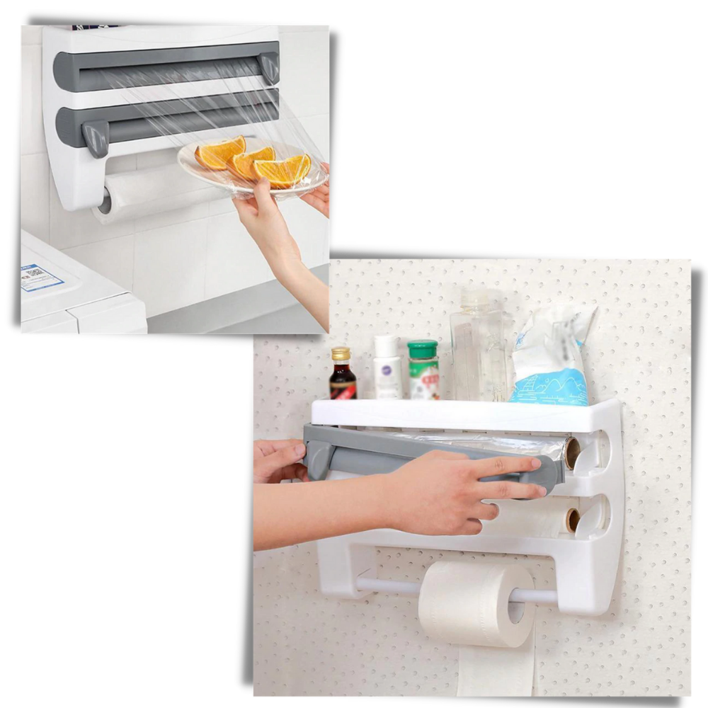 4-in-1 Wall Mounted Plastic Film and Paper Towel Holder