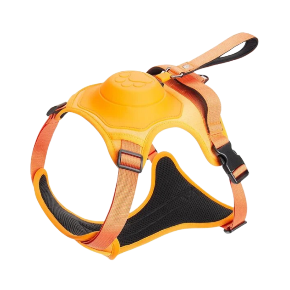 Adjustable Ergonomic Retractable Leash Set -Yellow - Ozerty