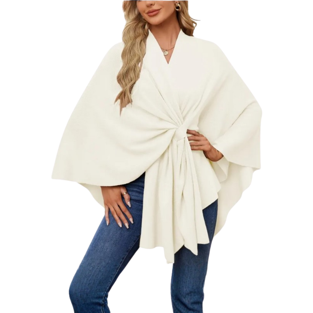 Chic Women Knitted Poncho -White - Ozerty