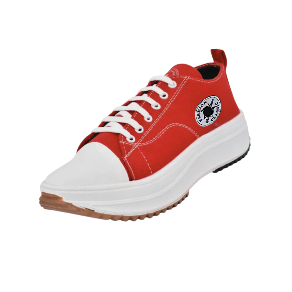 Comfortably Elevated Slip-Free Canvas Sneaker -Red - Ozerty