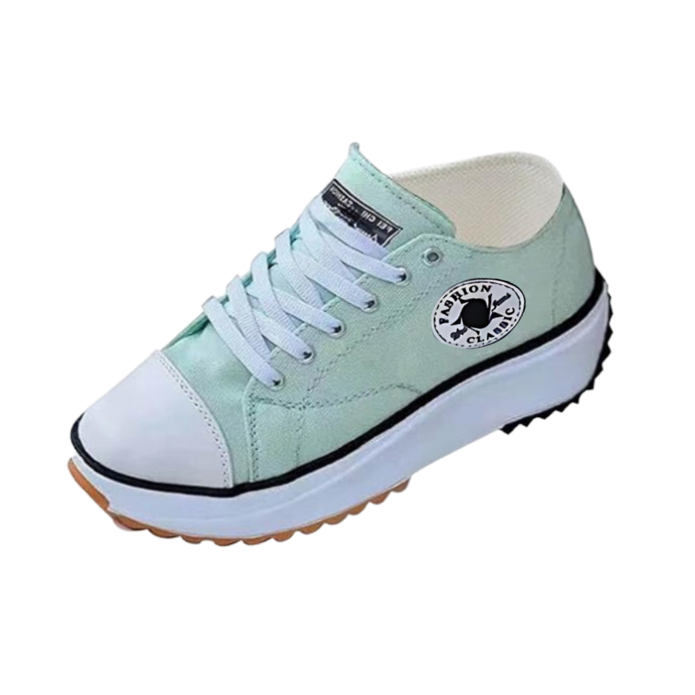 Comfortably Elevated Slip-Free Canvas Sneaker -Mint Green - Ozerty