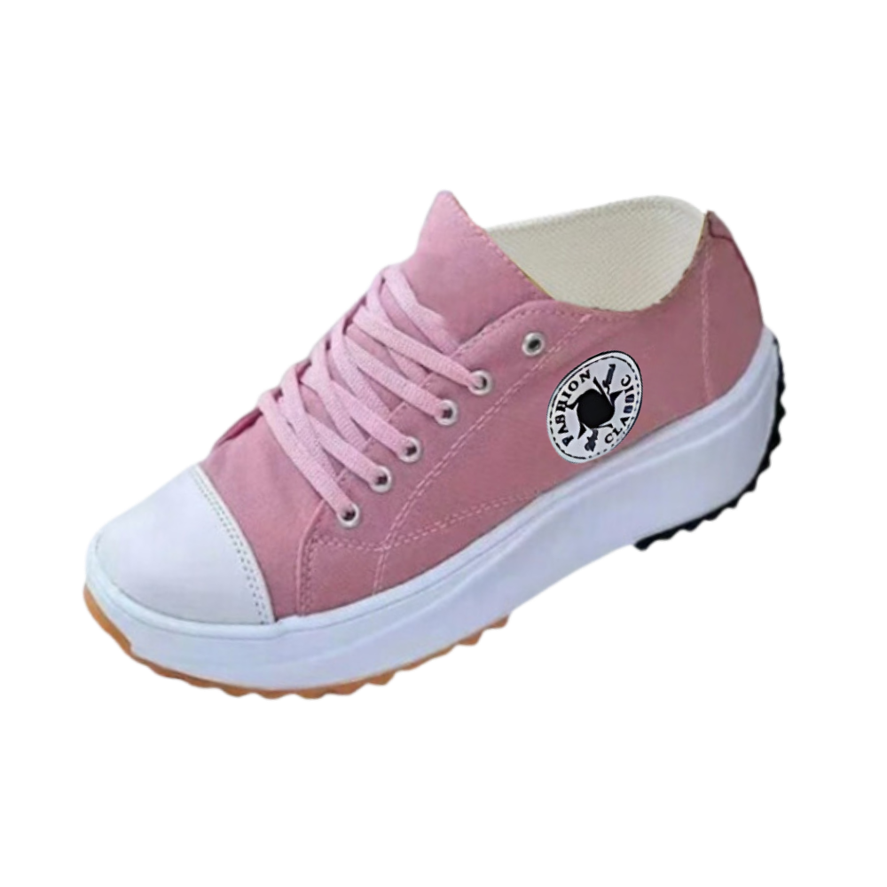 Comfortably Elevated Slip-Free Canvas Sneaker -Pink - Ozerty