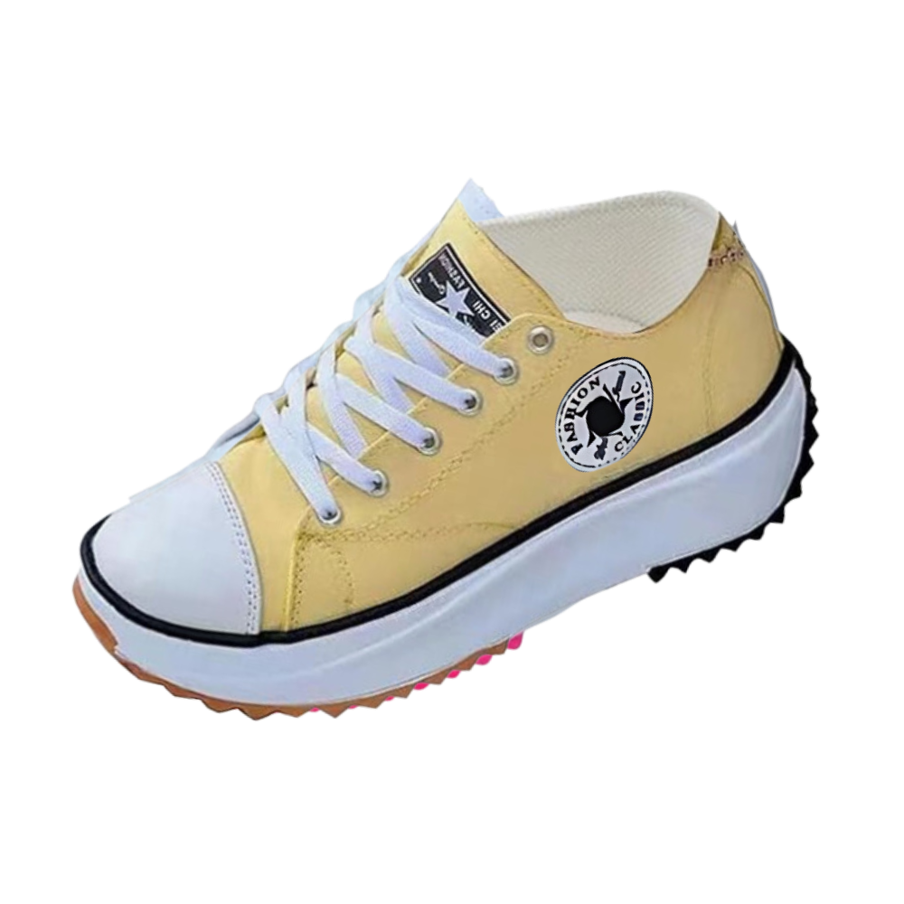 Comfortably Elevated Slip-Free Canvas Sneaker -Yellow - Ozerty