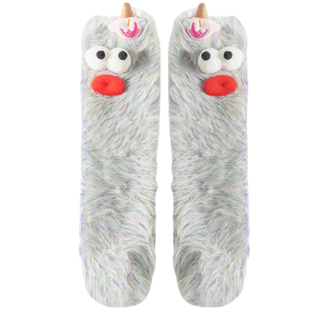 Coral Velvet Funky Socks  -Grey - Ozerty