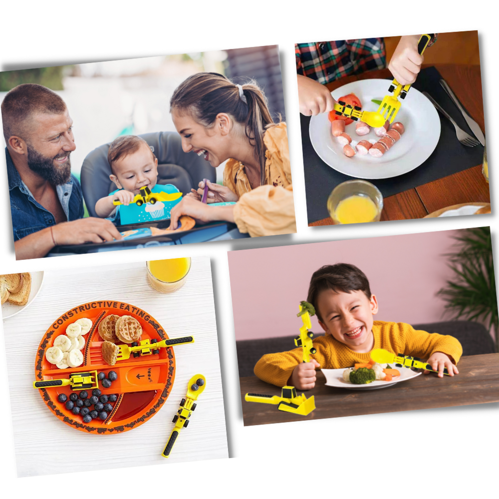 Creative Constructive Eating Plate and Utensils Set   - Ozerty