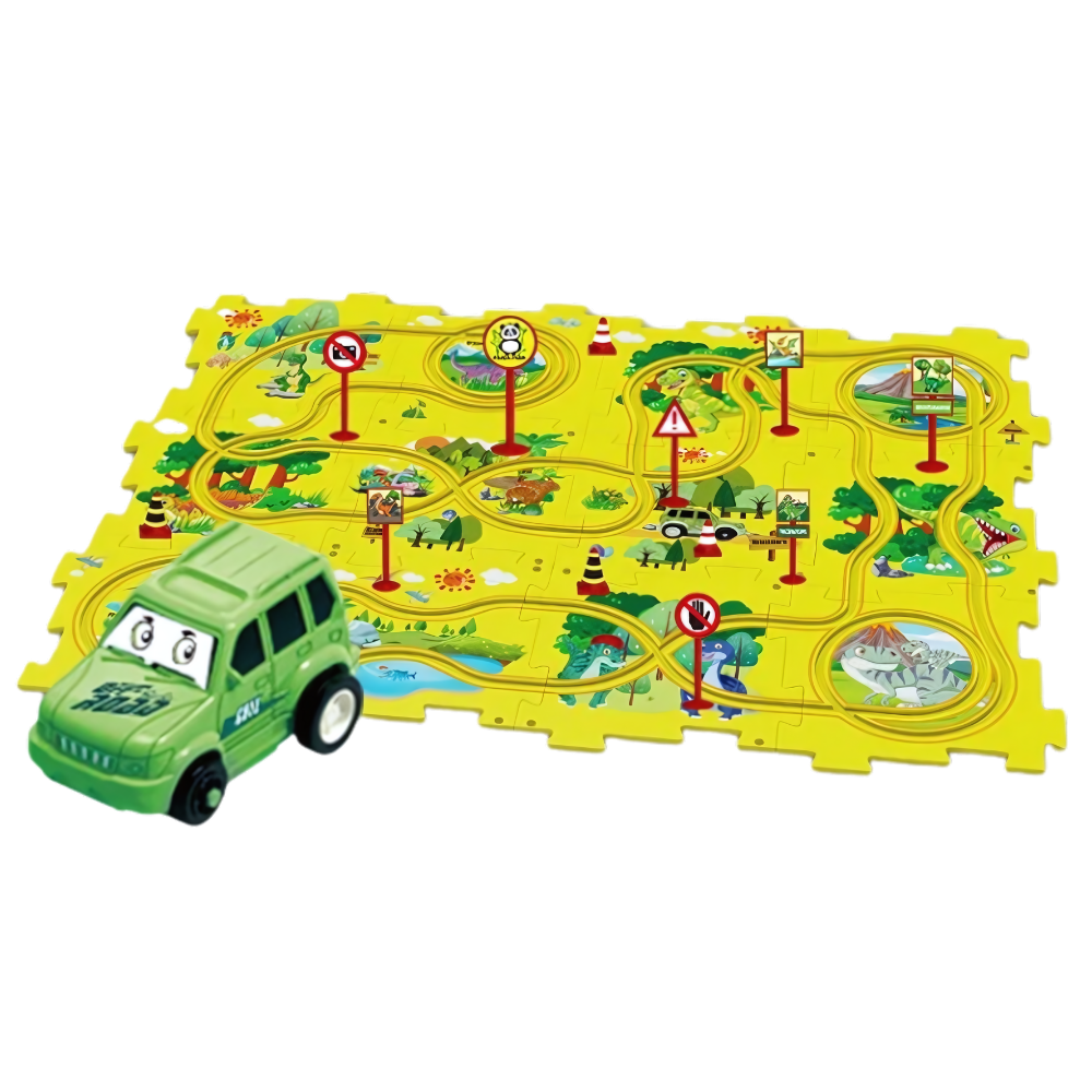 Educational Fun Car Track Puzzle -Dinosaur - Ozerty