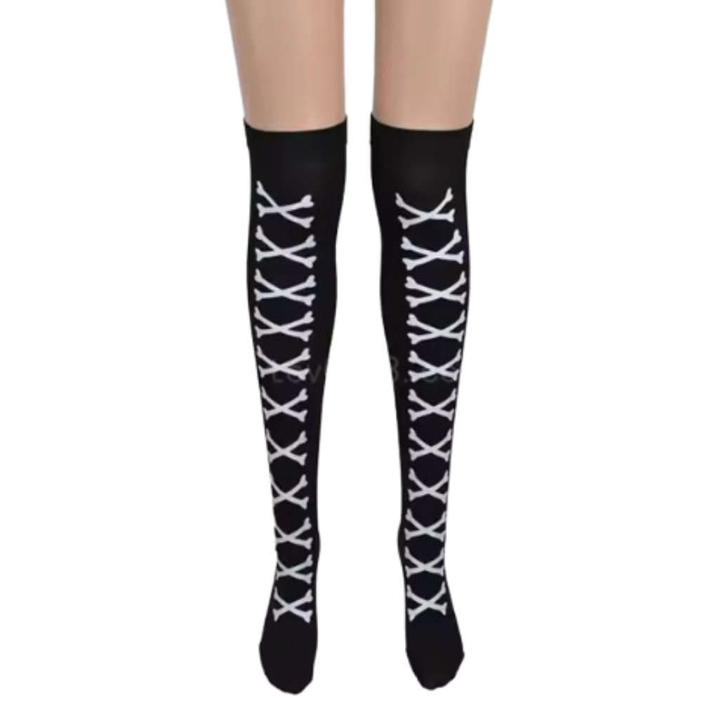 Festive Designs Halloween Compression Socks -Bones Chic - Ozerty