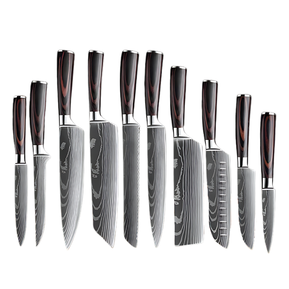 Forest Wood Japanese Knife -Set of 10 Knives - Ozerty