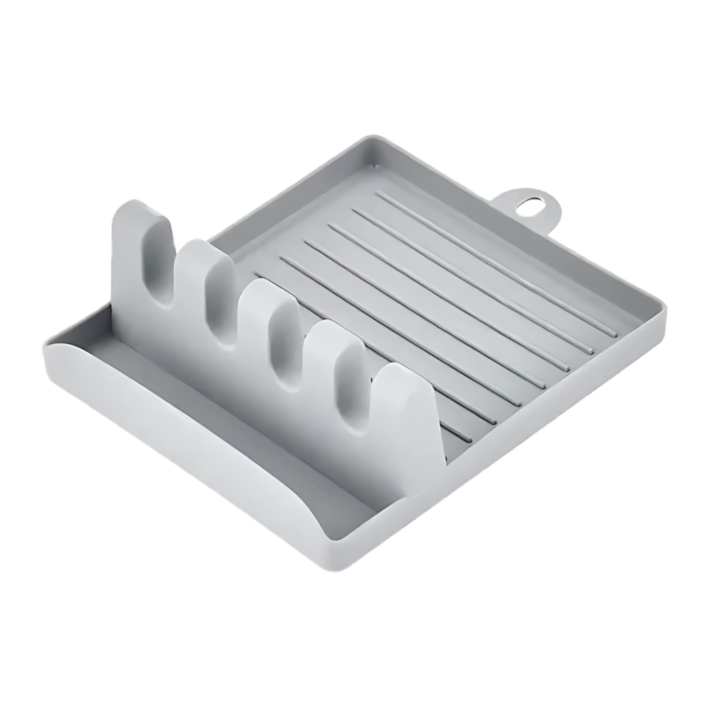 Four-Slot Non Slip Spatula Rack -Grey - Ozerty