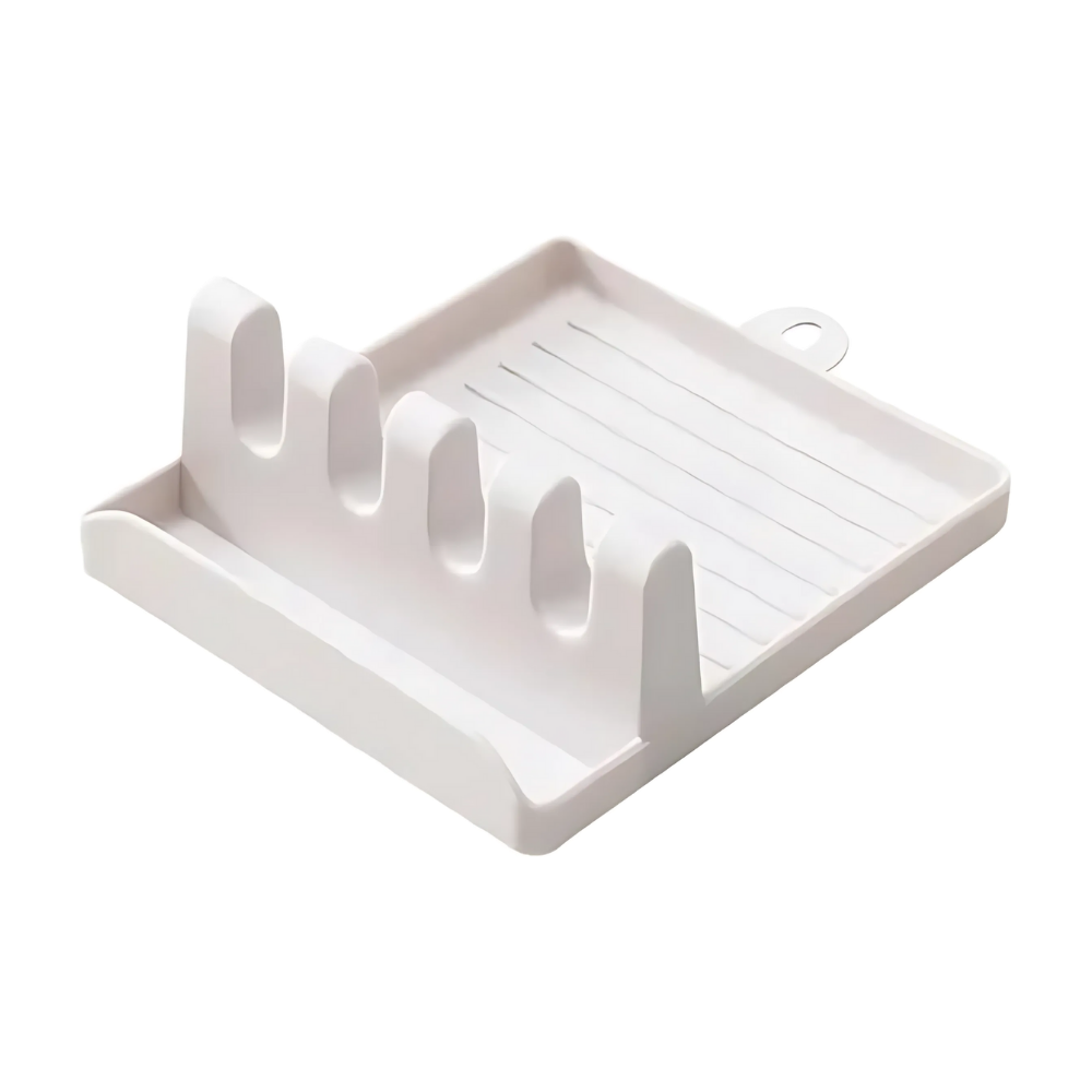 Four-Slot Non Slip Spatula Rack -White - Ozerty