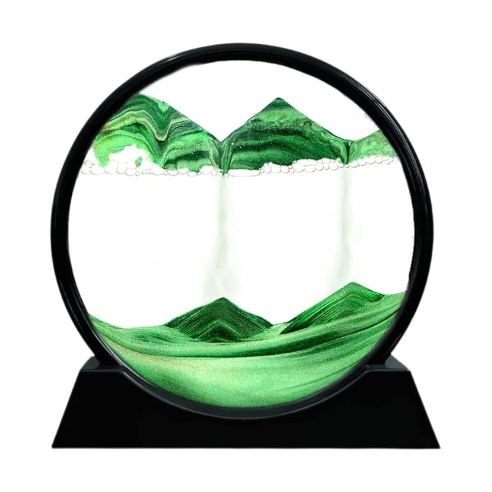 Mesmerizing Motion Sand Art Pictures -Green with Black frame - Ozerty