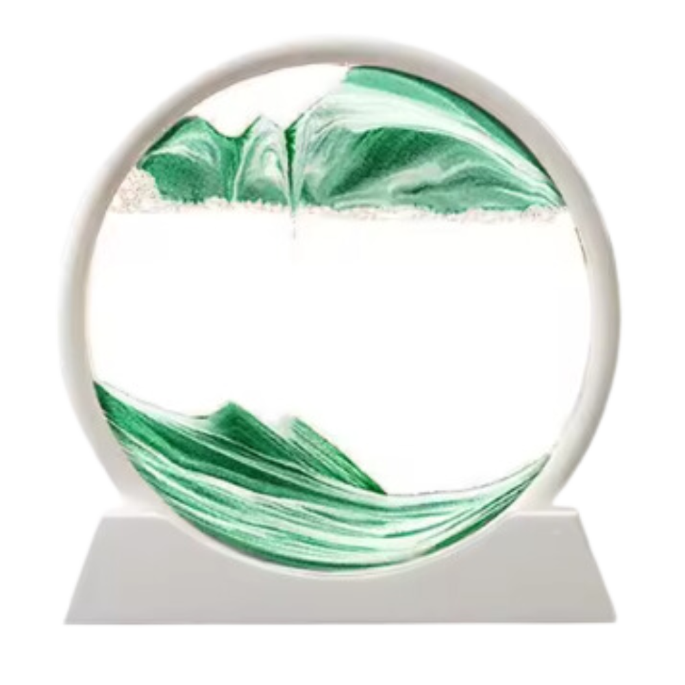 Mesmerizing Motion Sand Art Pictures -Green with White frame - Ozerty