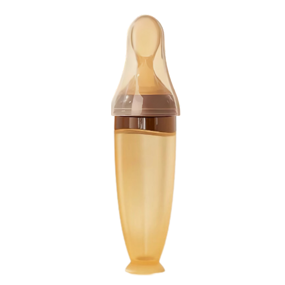 Mess-Free Silicone Spoon Feeding Bottles  -Brown - Ozerty