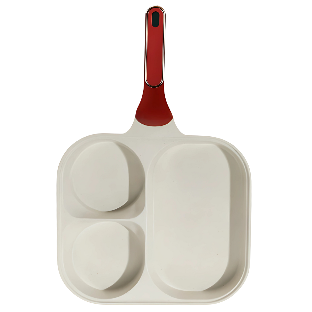 Multi-Section Cooking Pan -Red - Ozerty