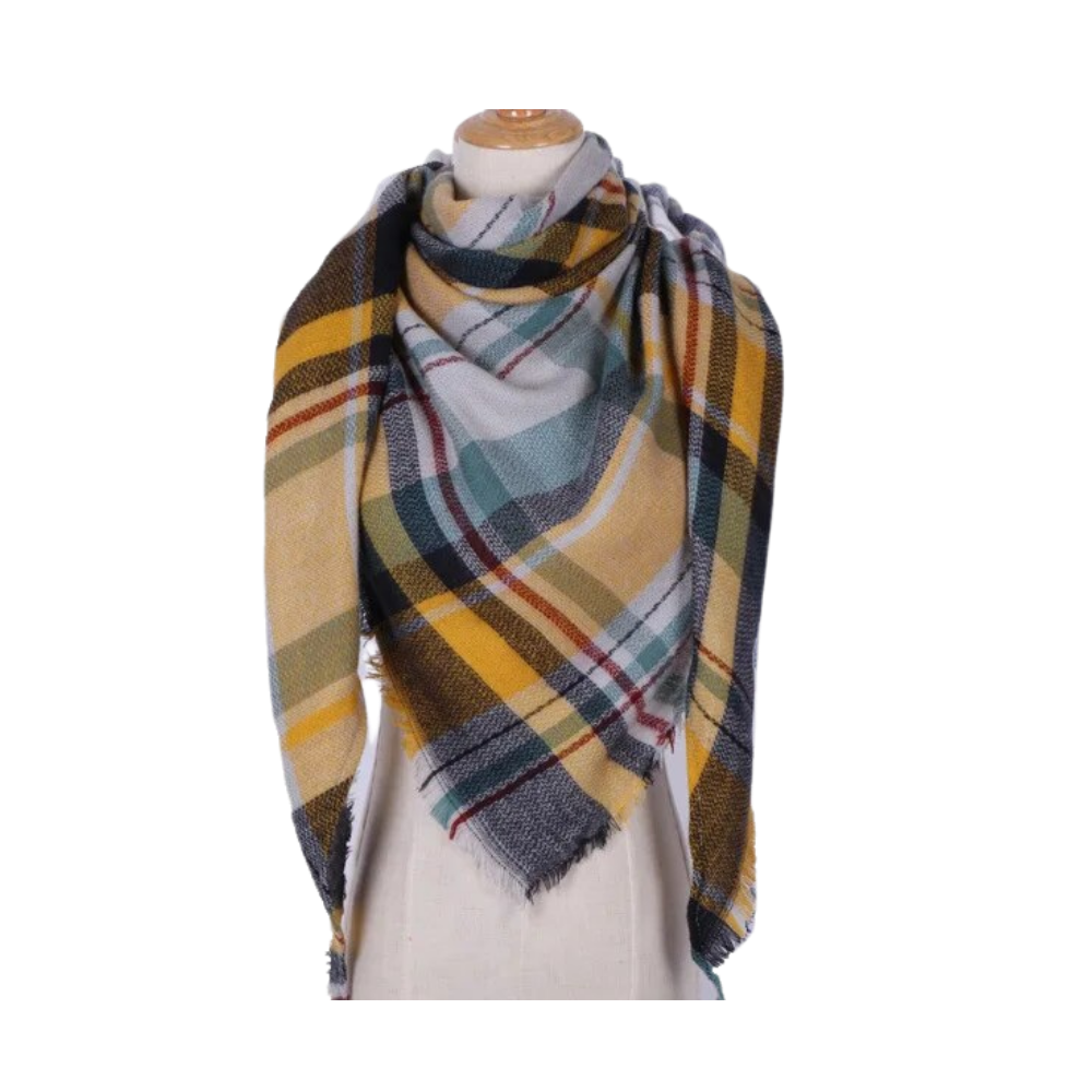 Plaid Cashmere Scarf Mohair feel -Lisbonne - Ozerty