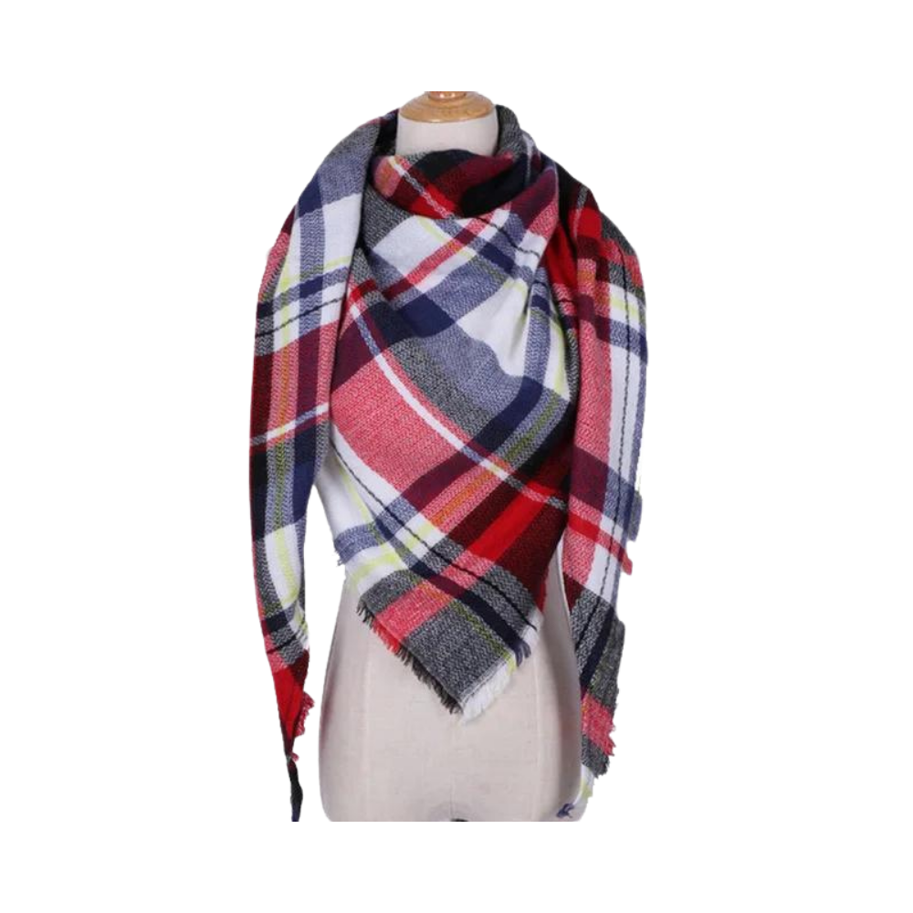 Plaid Cashmere Scarf Mohair feel -Zagreb - Ozerty