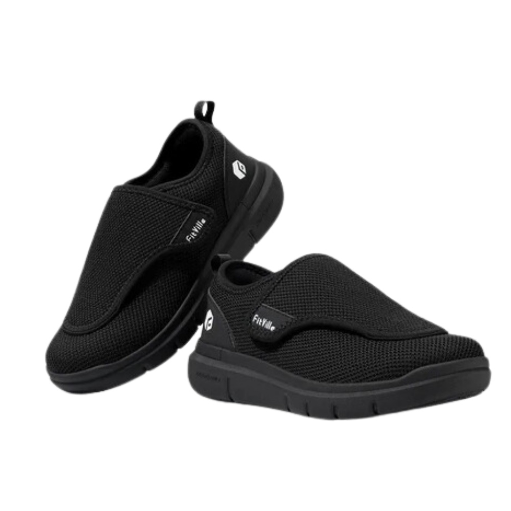 Quick Heel Relief Diabetic Shoes -Black Wide - Ozerty