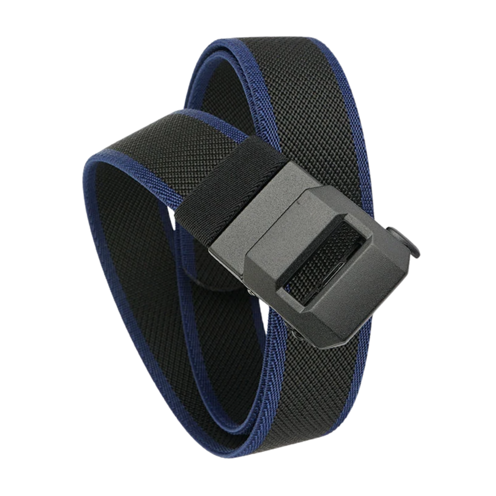 Ratchet Buckle Nylon Belt -Black and Blue - Ozerty