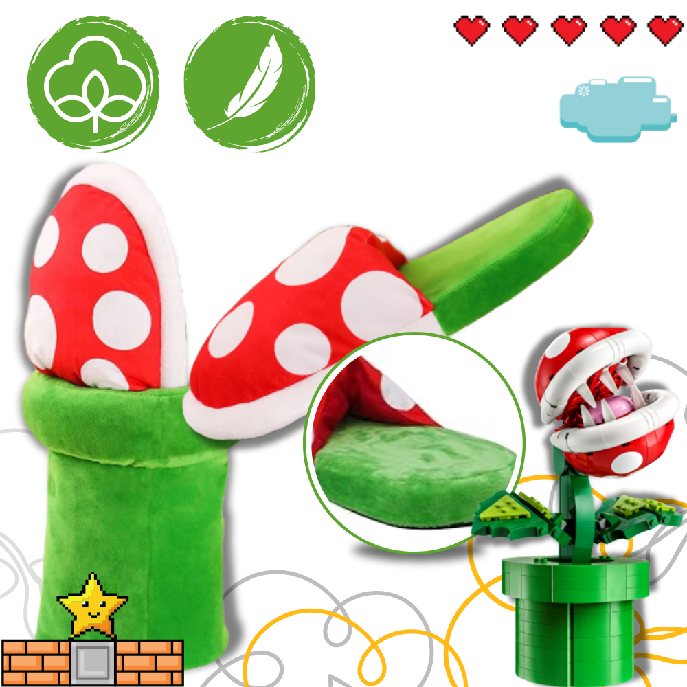 Soft Plush Mario Piranha Plant Slippers - Ozerty