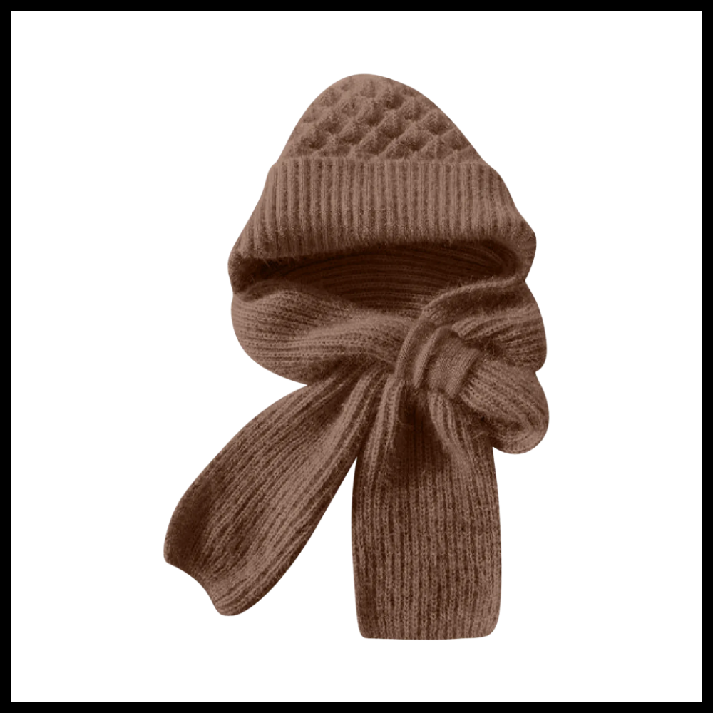 Windproof Knitted Hooded Hat with integrated Scarf and Ear Protection - Ozerty