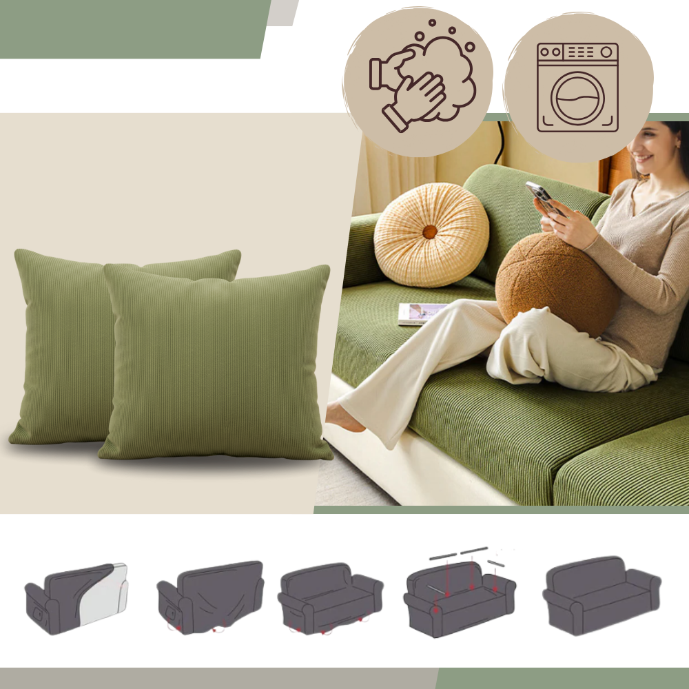 Wrinkle Free Corduroy Sofa Cover - Ozerty